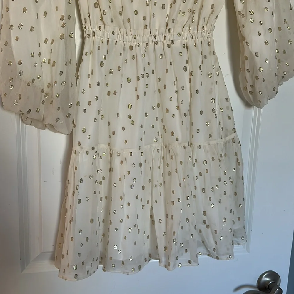 Lilly Pulitzer White Dress with Gold Metallic Foil Dots - Size 0